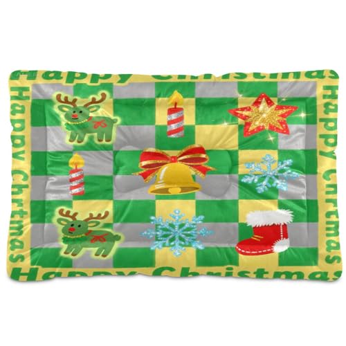 SyXIOP Haustierbett, waschbar, weich, rutschfest, für mittelgroße und große Hunde, 91,4 x 61 cm, Gelb / Grün kariert SyXIOP Haustierbett, waschbar, weich, rutschfest, für mittelgroße und große Hunde, 91,4 x 61 cm, Gelb / Grün kariert von SyXIOP