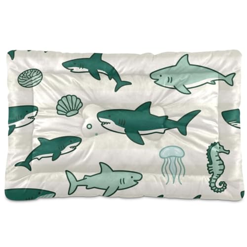 SyXIOP Haustierbett-Matte für mittelgroße und große Hunde, waschbar, weich, bequem, rutschfeste Unterseite, für mittelgroße und große Hunde, 91,4 x 61 cm, Grün / Beige von SyXIOP