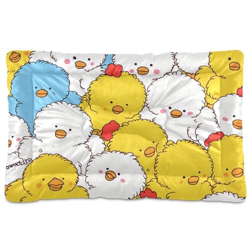 SyXIOP Hundematratze, waschbar, weich, bequem, rutschfeste Unterseite, für mittelgroße und große Hunde, 91,4 x 61 cm, Gelb / Weiß von SyXIOP