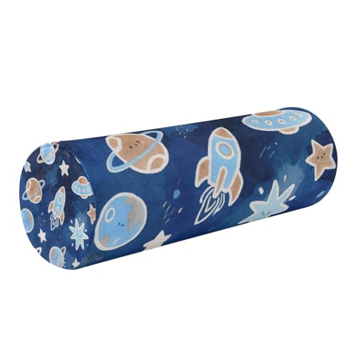 SyXIOP Lovely Blue Rockets Planet Dekoratives Nackenstützkissen Reisekissen Zylinder weicher Schaumstoff Zylinder Nackenstütze Auto almohadas para el cuello von SyXIOP