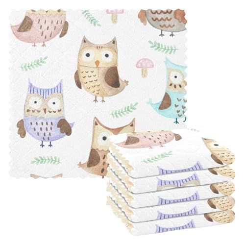 SyXIOP Owls Colorful style absorbent dish towels kitchen cotton hand towels camping toallas para cocina decoracion 27.9x27.9 cm set of 6 von SyXIOP
