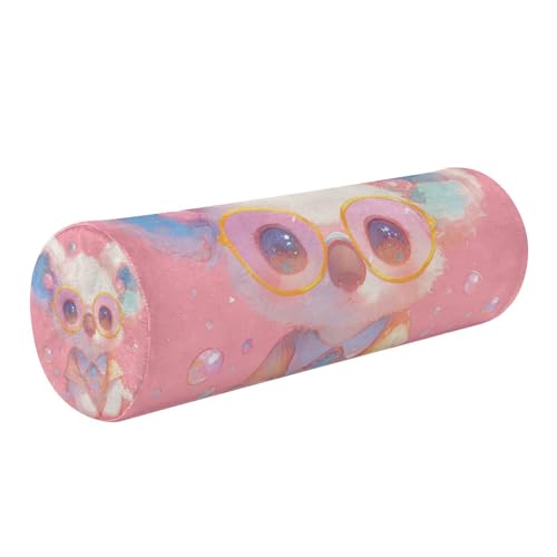 SyXIOP Pfirsich Koala Pfirsich dekoratives Nackenrolle Kissen Memory Foam Zylinder Dekokissen Bett Lendenwirbelrolle Kissen Bett Rückenstütze almohada redonda para cuello von SyXIOP