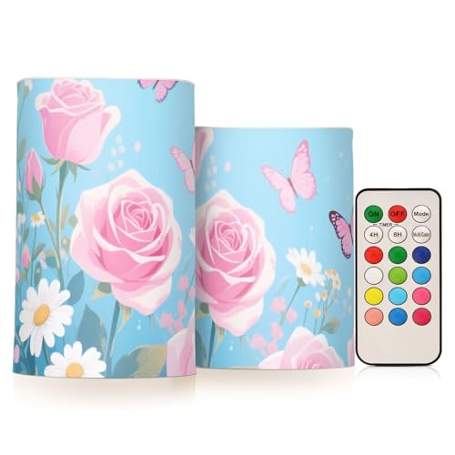 SyXIOP Rosa Rose Blumen und Schmetterlinge Dekorative flackernde flackernde flackernde Kerzen Elektronische Lichter Wasserdicht mit Timer für Fenster Nacht Batteriebetrieben SyXIOP Rosa Rose Blumen und Schmetterlinge Dekorative flackernde flackernde flackernde Kerzen Elektronische Lichter Wasserdicht mit Timer für Fenster Nacht Batteriebetrieben von SyXIOP