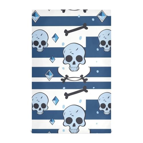 SyXIOP Toallas para la cocina Geschirrtuch mit blauem Edelstein Totenkopf, dekorative Küchenhandtücher zum Trocknen von Geschirr, 71,1 x 45,7 cm, 6 Stück von SyXIOP