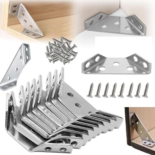 Möbel-Eckverbinder,Universeller Möbeleckverbinder aus Edelstahl,Möbeleckverbinder,Eckverbinder für Holz,Universelle Eckwinkel aus Edelstahl für Holz mit Schrauben (30 Stück) von Syansju