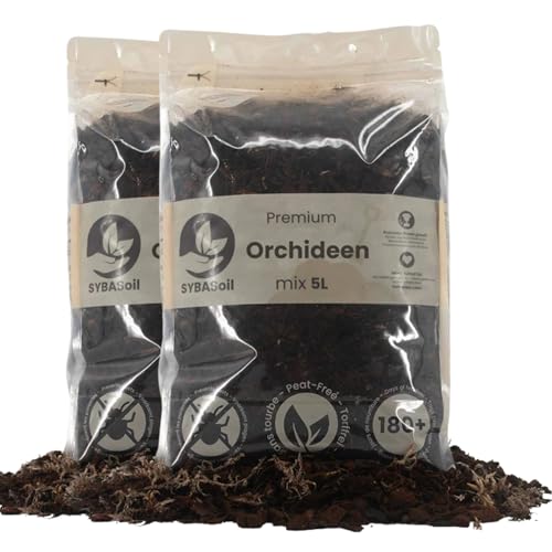 Sybotanica Orchideenerde 10 L – Premium Coco Blumenerde für Phalaenopsis, Dendrobium, Cattleya & mehr, Torffrei & 180 Tage Bio-Dünger – Für Zimmerpflanzen-Liebhaber von Sybotanica