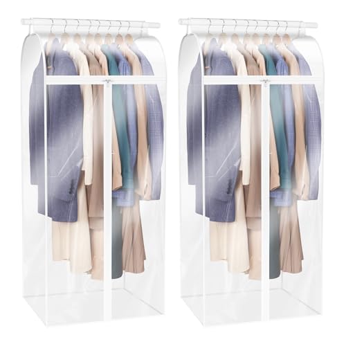 Syeeiex 2 Stück Klare Staubdichte Kleidersack, 50 x 60 x 152 cm Transparente Kleiderständer Abdeckung mit Reißverschluss, Kleiderhülle Große Kleiderschutzhülle für Kleidung Anzüge, Mäntel, Hemden von Syeeiex