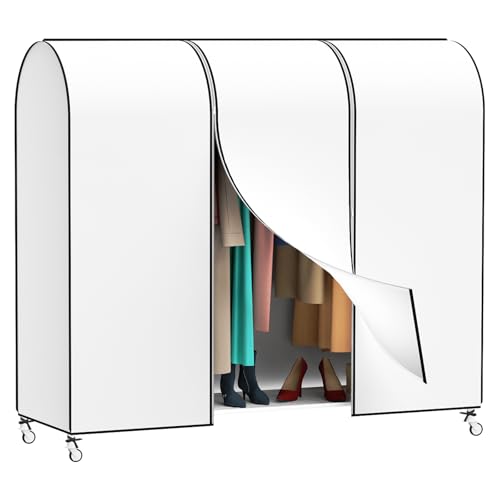 Syeeiex 6ft Atmungsaktive Kleiderständer Abdeckung Mit 2 Reißverschluss, Nicht gewebt kleidersack lang 182 x 152 x 50cm Staubschutz Kleiderbügel kleiderhülle Abdeckung für Kleiderstange, von Syeeiex
