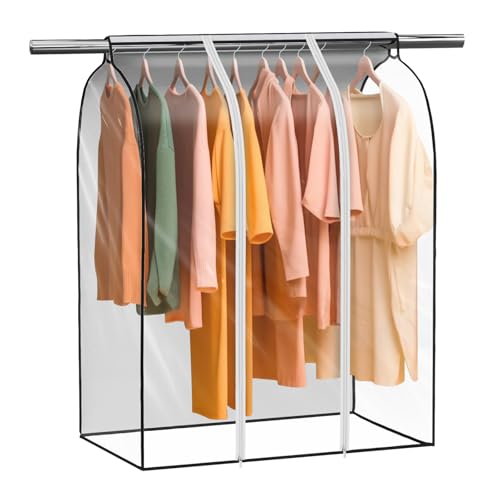 Syeeiex Klare Staubdichte Kleidersack, I 50 x 90 x 110 cm I Transparente Kleiderständer Abdeckung Mit Reißverschluss, PEVA Kleiderhülle Große Kleiderschutzhülle für Kleidung Anzüge, Mäntel, Hemden von Syeeiex