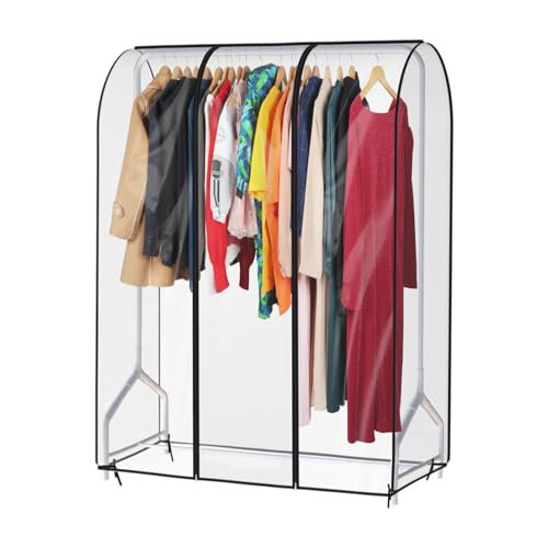 Syeeiex klare transparente Kleiderständer Abdeckung Mit Reißverschluss 110x 152 x 50cm kleidersack Staubschutz Wasserdicht Kleiderbügel schutzhülle für Kleiderstange 3.6ft von Syeeiex