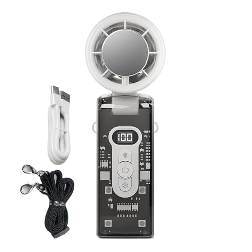 Syengery Aufladbarer Tragbarer Handventilator,Klappbarer Ventilator Mit Praktischer Sofortkühlplatte Und Effektiver Kühlfunktion - Kühlgerät Verstellbarer Lüfter Mit LED Licht Für Nachts Outdoor von Syengery
