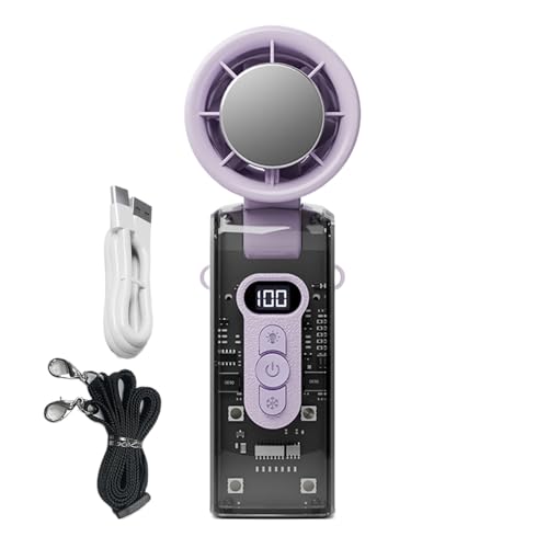 Syengery Aufladbarer Tragbarer Handventilator - Pocket Kühlventilator Mit Effektiver Kühlfläche | Verstellbarer Ventilator Mit LED-Beleuchtung Für Arbeit Freizeit Zu Hause von Syengery