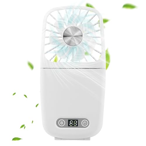 Syengery Persönlicher Halsventilator | Tisch- & Handventilator - Leiser USB-Betriebener Kühlventilator Mit Spiegel & Lanyard, 3 Stufen Verstellbar & Zusammenklappbar von Syengery