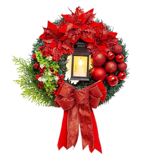 Syengery Weihnachtskränze Für Die Haustür Beleuchtet 40 cm | Innenbereich Mit Schleife - Künstlicher Weihnachtsschmuck Für Winterferien Draußen Auto Fenster Syengery Weihnachtskränze Für Die Haustür Beleuchtet 40 cm | Innenbereich Mit Schleife - Künstlicher Weihnachtsschmuck Für Winterferien Draußen Auto Fenster von Syengery