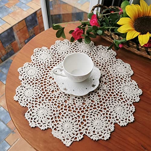 2 Stück Runde Häkelspitze Tischsets,Baumwolle Untersetzer 35-40 cm handgefertigt, gehäkelt, Baumwolle, Spitze, Tischsets, Vasenpads, Geeignet für Küche, Esszimmer, Dreamcatcher Dekoration (Beige) 2 Stück Runde Häkelspitze Tischsets,Baumwolle Untersetzer 35-40 cm handgefertigt, gehäkelt, Baumwolle, Spitze, Tischsets, Vasenpads, Geeignet für Küche, Esszimmer, Dreamcatcher Dekoration (Beige) von Syfunlv