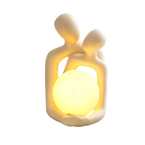 Keramik Paar Skulptur Dekoration,Umarmung Paar Figuren, Resin Abstrakt Statue,Paar Nachtlicht,Eingebaute Batterie,abstrakte Figuren Statue, für Wohnzimmer Schlafzimmer Büro (Stil I) von Syfunlv