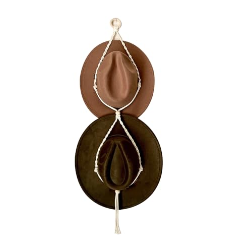 Makramee-Hutaufhänger, Boho-Hutständer, Cowboy-Hut-Aufhänger, Rückseite der Tür, Hut-Organizer,Huthalter für Cowboyhut, breite Krempe, Hut Display,handgeflochtener Hutständer (Stil 2) von Syfunlv