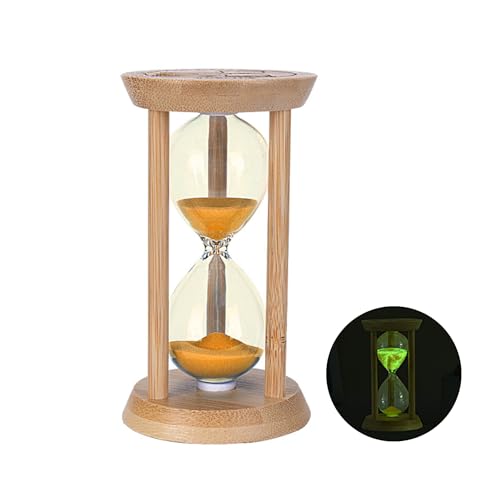 Sanduhr-Glas-Timer, hölzerne Sanduhr, zehn Minuten Bunte Sanduhr, 13,5 cm x 7,5 cm leuchtende Sanduhr, leuchtet nachts, Sanduhr-Timer, Tischdekoration, geeignet zum Kochen,Zähneputzen (orange) von Syfunlv