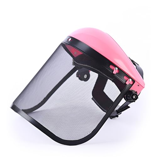 Syfunlv Rasenmaske Rasenmäher,Rasenpflege Schutzmaske,Forstwirtschafts Mesh Visierabdeckung,Metallnetz Multifunktionale Schutzmaske,Sicherheitsschild,für Gartenschere und Strauchschnitt (Rosa) von Syfunlv