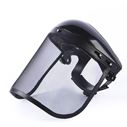 Syfunlv Rasenmaske Rasenmäher,Rasenpflege Schutzmaske,Forstwirtschafts Mesh Visierabdeckung,Metallnetz Multifunktionale Schutzmaske,Sicherheitsschild,für Gartenschere und Strauchschnitt (Schwarz) von Syfunlv
