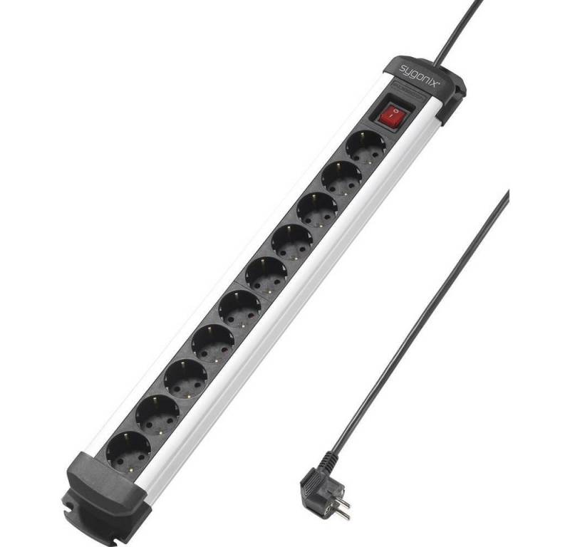 Sygonix 10-fach-Steckdosenleiste mit Aluprofil SY-4538266 Steckdosenleiste, mit Schalter von Sygonix