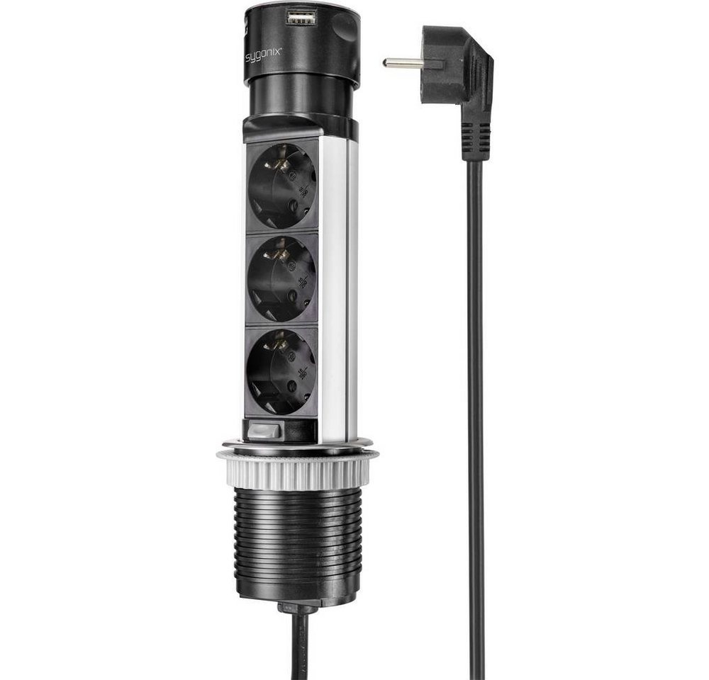 Sygonix 3fach Steckdosenturm mit USB-A & USB-C® Steckdosenleiste, mit USB, versenkbar, erhöhter Berührungsschutz Sygonix 3fach Steckdosenturm mit USB-A & USB-C® Steckdosenleiste, mit USB, versenkbar, erhöhter Berührungsschutz von Sygonix