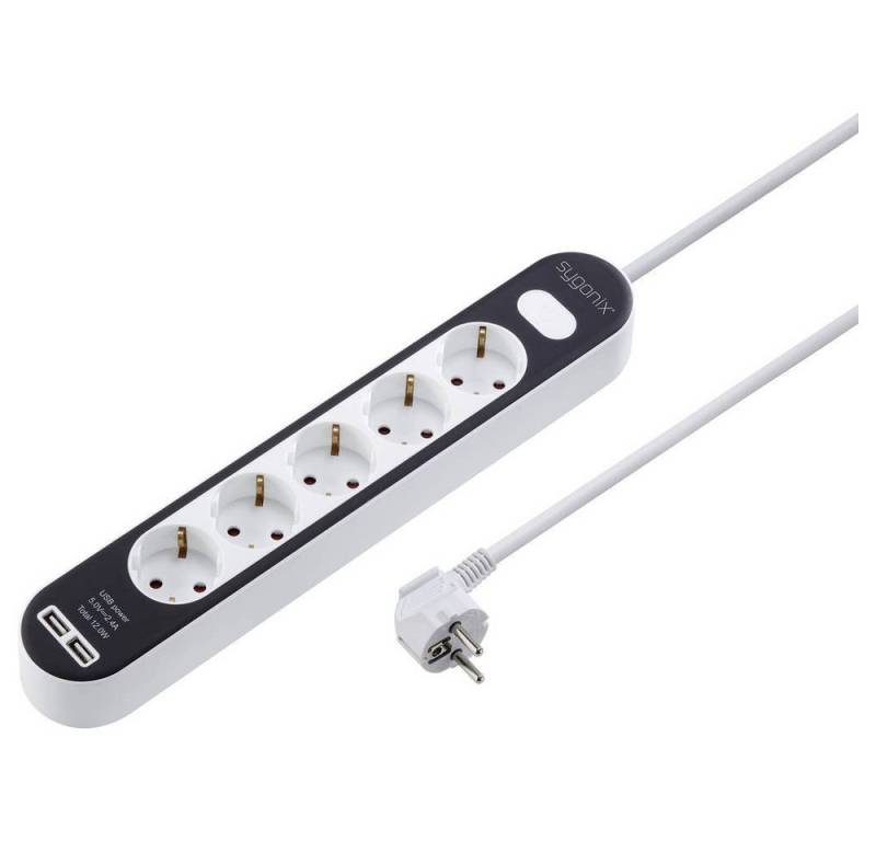 Sygonix 5-fach-Steckdosenleiste mit 2x USB-A Anschlüssen Steckdosenleiste, mit USB, mit Schalter von Sygonix