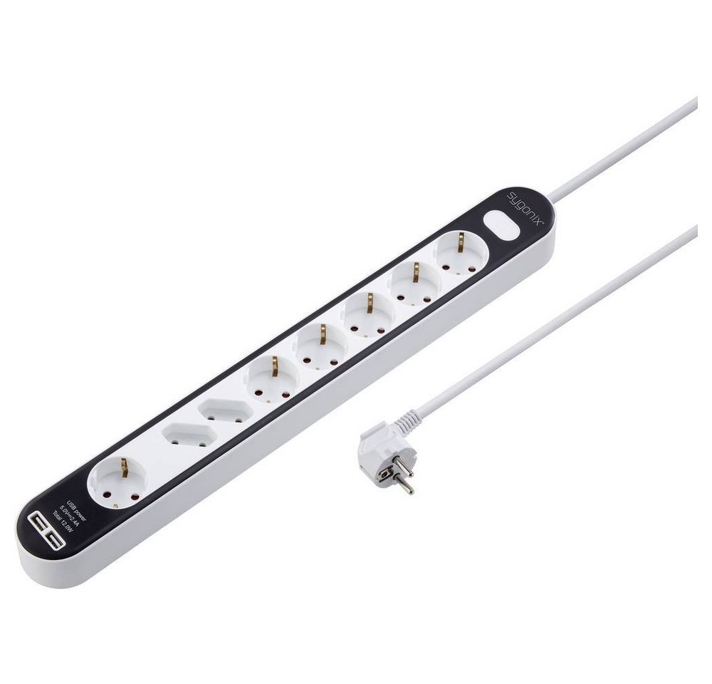 Sygonix 8-fach-Steckdosenleiste mit 2x USB-A Anschlüssen Steckdosenleiste, mit USB, mit Schalter Sygonix 8-fach-Steckdosenleiste mit 2x USB-A Anschlüssen Steckdosenleiste, mit USB, mit Schalter von Sygonix