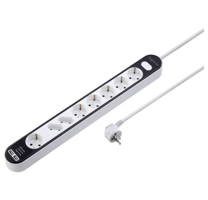 Sygonix 8-fach-Steckdosenleiste mit 2x USB-A Anschlüssen Steckdosenleiste, mit USB, mit Schalter von Sygonix