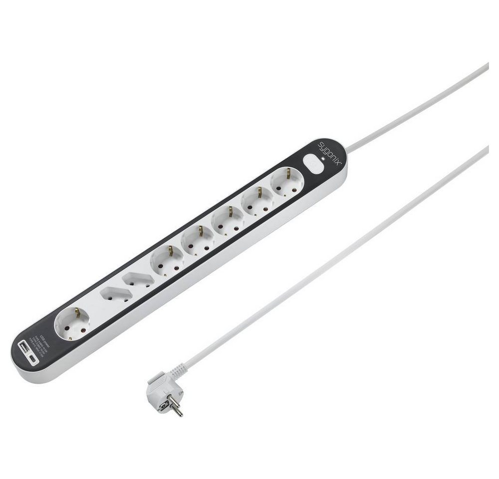 Sygonix 8fach Steckdosenleiste m. Schalter, 2 x USB Steckdosenleiste, mit Schalter, mit USB, erhöhter Berührungsschutz, Power Delivery Sygonix 8fach Steckdosenleiste m. Schalter, 2 x USB Steckdosenleiste, mit Schalter, mit USB, erhöhter Berührungsschutz, Power Delivery von Sygonix