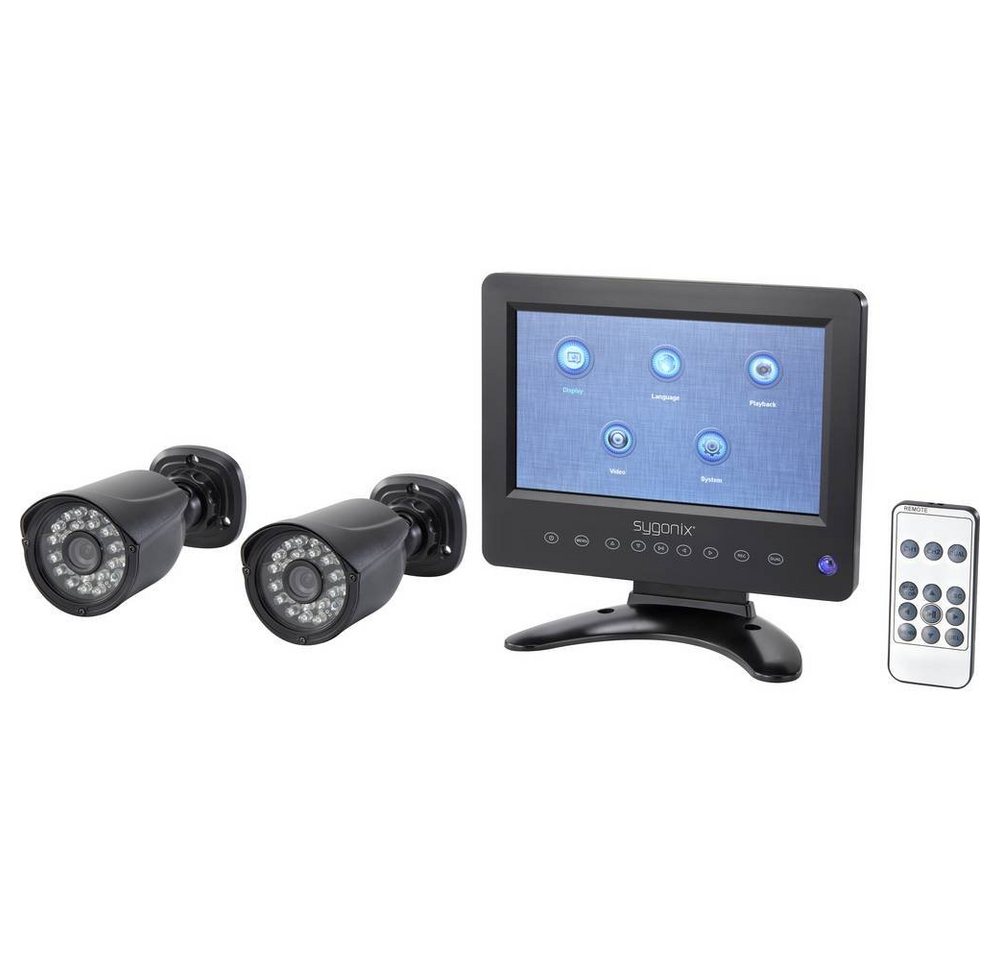 Sygonix AHD Überwachungskamera-Set, LCD-DVR Kombisystem Überwachungskamera (mit IR-LEDs, Aufnahme auf Speicherkarte) von Sygonix