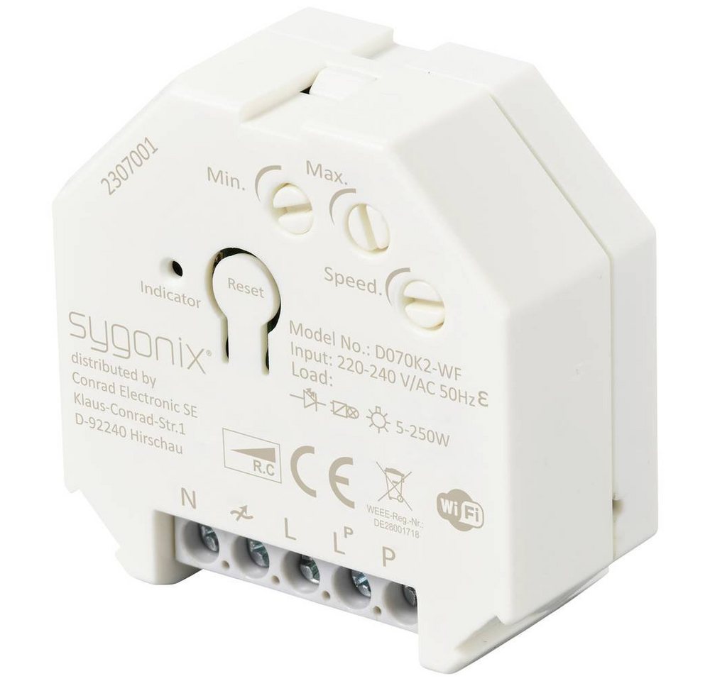 Sygonix Drehdimmer Wi-Fi Unterputz Dimmer, TUYA, 250W Sygonix Drehdimmer Wi-Fi Unterputz Dimmer, TUYA, 250W von Sygonix