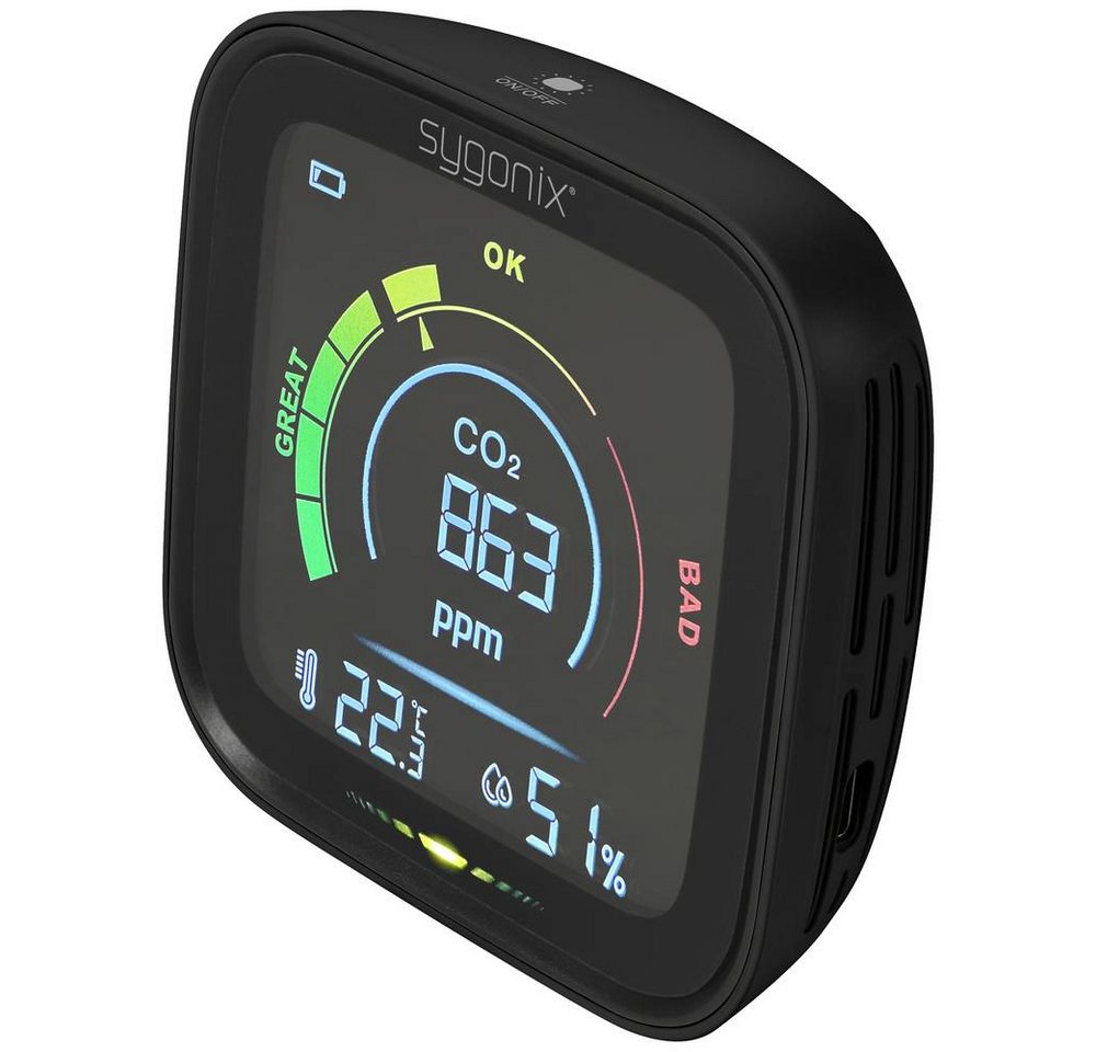 Sygonix Raumluft-Qualitätssensor Thermo-/Hygrometer SY-5609518 Sygonix Raumluft-Qualitätssensor Thermo-/Hygrometer SY-5609518 von Sygonix