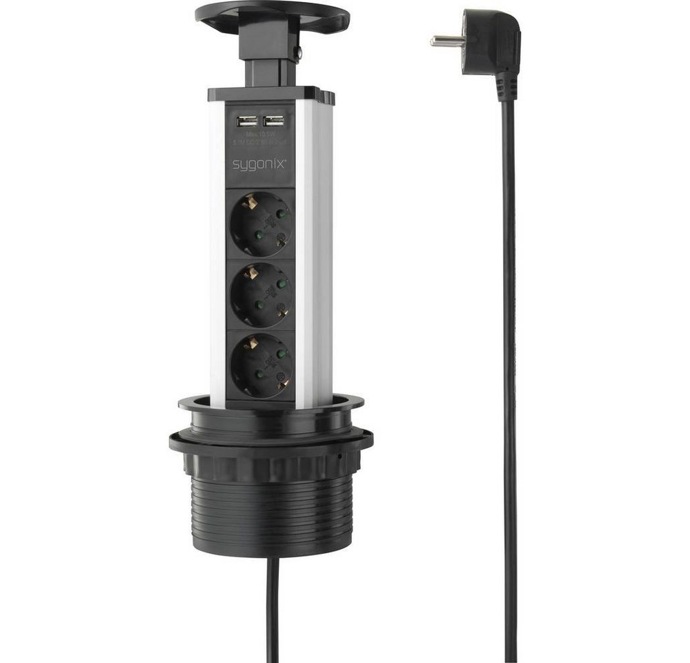 Sygonix STECKDOSENTURM 3FACH 1.5M M 2XUSB-A Steckdosenleiste, versenkbar, mit USB-Ladeausgang Sygonix STECKDOSENTURM 3FACH 1.5M M 2XUSB-A Steckdosenleiste, versenkbar, mit USB-Ladeausgang von Sygonix