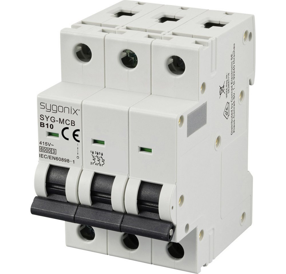 Sygonix Schalter Sygonix SY-6440990 SYG-MCB 3P/B10/6KA Leitungsschutzschalter 3polig von Sygonix