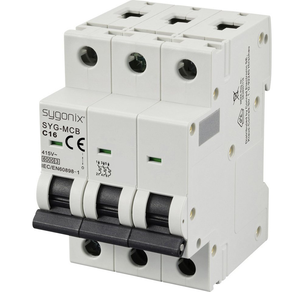 Sygonix Schalter Sygonix SY-6441084 SYG-MCB 3P/C16/6KA Leitungsschutzschalter 3polig von Sygonix