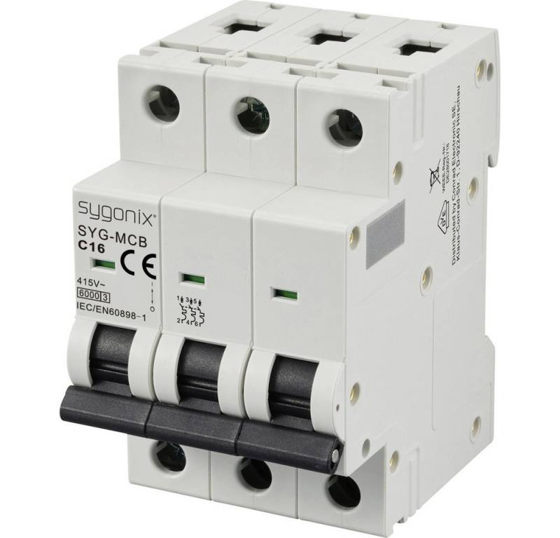 Sygonix Schalter Sygonix SY-6441084 SYG-MCB 3P/C16/6KA Leitungsschutzschalter 3polig von Sygonix