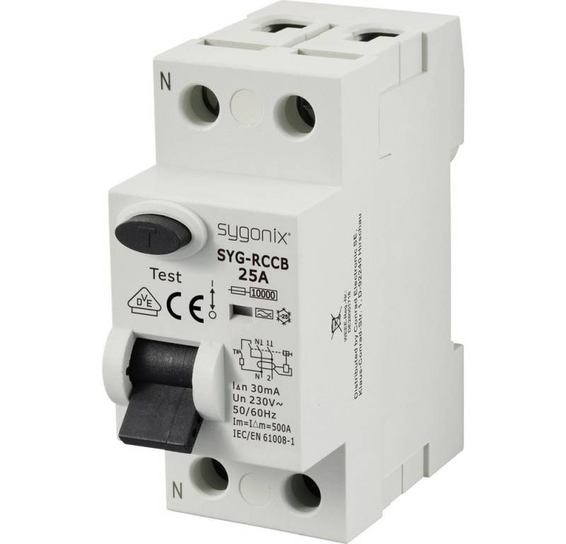 Sygonix Sicherheitsrelais Sygonix SY-6438014 SYG-RCCB 1P+N/A25/10kA/30mA Fehlerstrom-Schutzschal Sygonix Sicherheitsrelais Sygonix SY-6438014 SYG-RCCB 1P+N/A25/10kA/30mA Fehlerstrom-Schutzschal von Sygonix