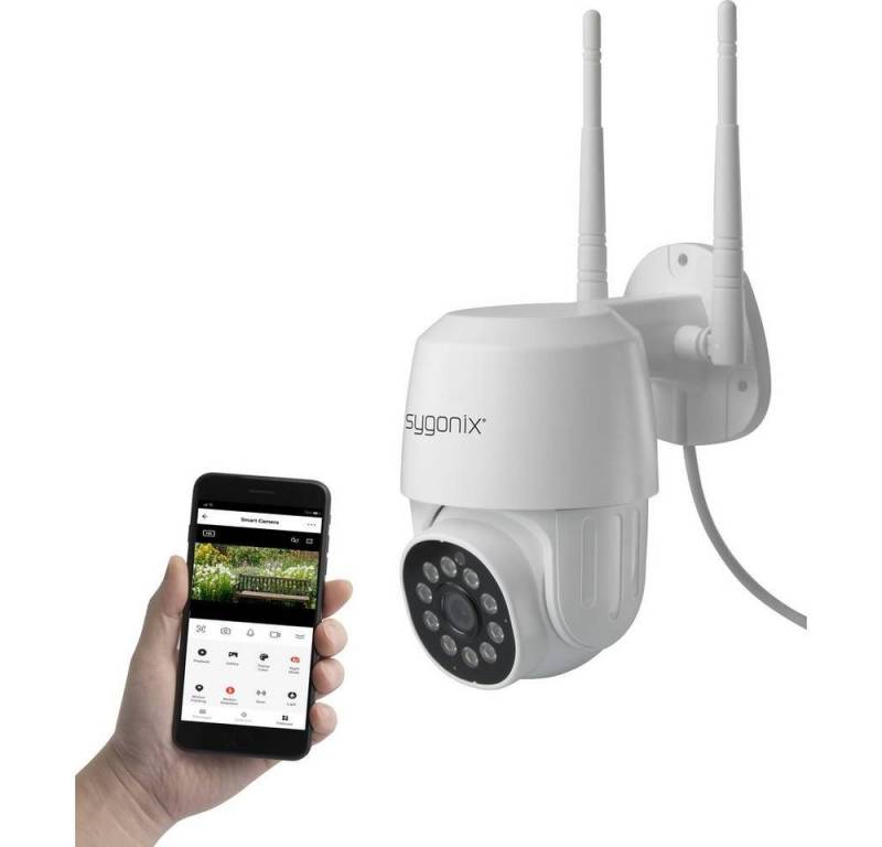 Sygonix Smart Home Kamera LAN, WLAN IP-Schwenk-/Neige-Kamera (mit 2-Wege-Kommunikation, mit IR-LEDs) von Sygonix