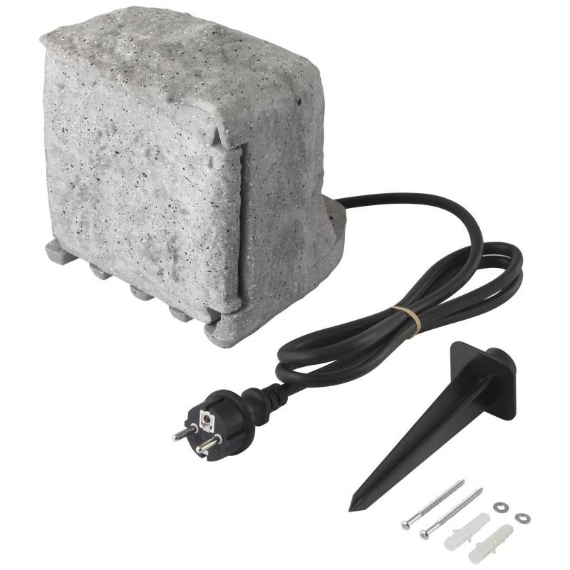 Sygonix Sy 5050592 Gartensteckdose Grau Deko Steckdose Mit Schalter Steinoptik B-Ware von Sygonix