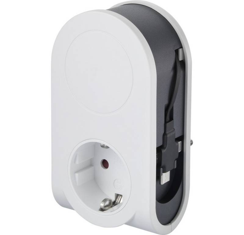 Sygonix Sygonix SY-4547666 Zwischensteckdose mit USB 2polig Weiß, Schwarz Mehrfachsteckdose von Sygonix