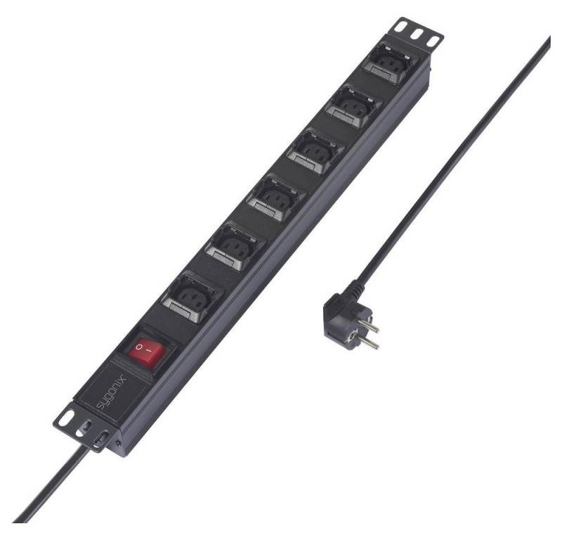 Sygonix Sygonix SY-6736982 Steckdosenleiste 19 Zoll 6fach Schwarz Schutzkontak Steckdosenleiste (Kabellänge 2.00 m) von Sygonix