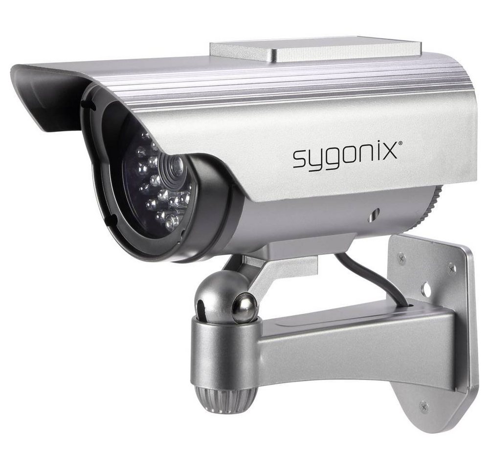 Sygonix Überwachungskamera Attrappe Kamera-Attrappe mit Solarmodul (mit Solarmodul, mit blinkender LED) von Sygonix