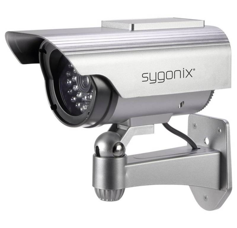 Sygonix Überwachungskamera Attrappe Kamera-Attrappe mit Solarmodul (mit Solarmodul, mit blinkender LED) von Sygonix