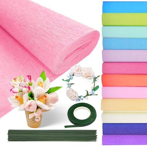 12 Farben Krepppapier Bunt 25x250cm 12 Rollen Kreppapier DIY Crepe Papier Krepppapier Rollen mit Grünes Kabel Blumenband für Die Herstellung von Valentinstag-Blumen DIY Blumenpapier-Handwerk 12 Farben Krepppapier Bunt 25x250cm 12 Rollen Kreppapier DIY Crepe Papier Krepppapier Rollen mit Grünes Kabel Blumenband für Die Herstellung von Valentinstag-Blumen DIY Blumenpapier-Handwerk von Syhdfxknp