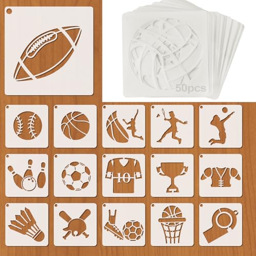 50 Stück Ball Schablonen zum Malen 3inch Malschablonen Schablonen Wandgestaltung Ball Malerei Schablone Wiederverwendbare Kunststoff Schablonen Schablonenschablone zum Thema Sport für DIY Zeichnen 50 Stück Ball Schablonen zum Malen 3inch Malschablonen Schablonen Wandgestaltung Ball Malerei Schablone Wiederverwendbare Kunststoff Schablonen Schablonenschablone zum Thema Sport für DIY Zeichnen von Syhdfxknp