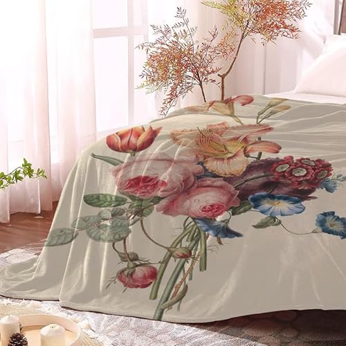 Kuscheldecke 150x200 Blumen Flauschig Decke Pinke Rose Warm Flanell Fleecedecke für Sofa und Bett, Weich Gemütlich Wohndecke als Couchdecke Bettüberwurf Wohnzimmerdecke von Syhi Mdse