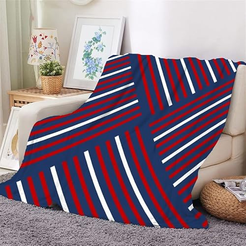 Kuscheldecke 150x200 Streifen Flauschig Decke Rot Blau Warm Flanell Fleecedecke für Sofa und Bett, Weich Gemütlich Wohndecke als Couchdecke Bettüberwurf Wohnzimmerdecke von Syhi Mdse