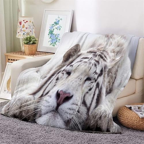 Kuscheldecke Flauschig Decke 180x220 Beiger Tiger Warm Flanell Fleecedecke Wilde Tiere für Sofa und Bett, Gemütlich Weich Wohndecke als Tagesdecke Sofadecke Kniedecke von Syhi Mdse