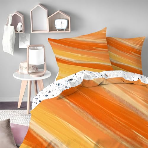 Syhi Mdse Bettwäsche 140x200 cm Modern LäSsig - Superweiches Bettwäsche-Sets Abstrakt Gestreift für Einzelbett - Bügelfrei Microfaser Bettbezug mit Kissenbezug 80x80cm - Goldorange Syhi Mdse Bettwäsche 140x200 cm Modern LäSsig - Superweiches Bettwäsche-Sets Abstrakt Gestreift für Einzelbett - Bügelfrei Microfaser Bettbezug mit Kissenbezug 80x80cm - Goldorange von Syhi Mdse